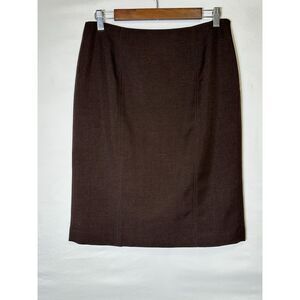 Jones Studio Women's Chocolate Brown Pencil Skirt Size 8 Split Kick Pleat Career